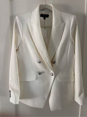 NWT Talbots Ivory tailored stretch double breasted blazer minimalist workwear 2